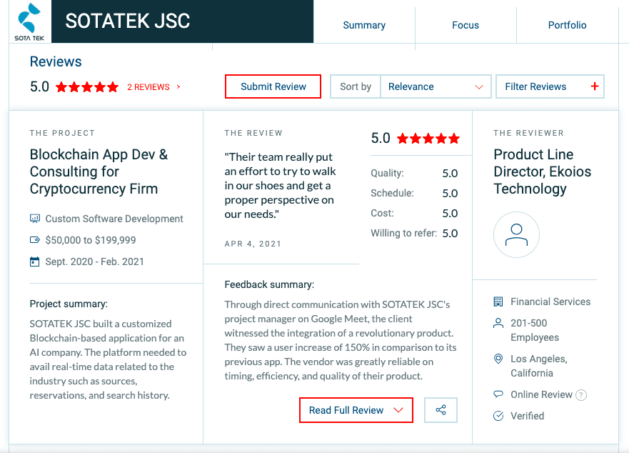 SotaTek Blockchain review